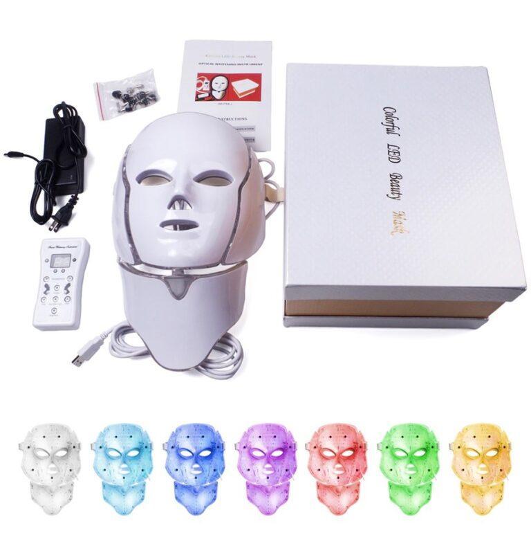 LED Facial Mask with Neck Korean Photon Therapy 7 Colors Light